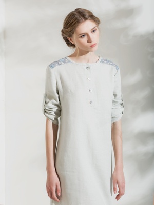 Dress-shirt with light blue embroidery, M/L