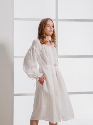 White dress in folk style, M/L