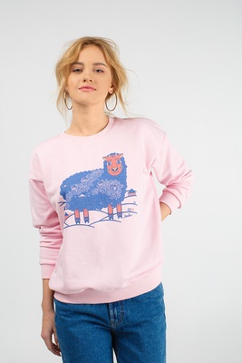 Pink sweatshirt with sheep print