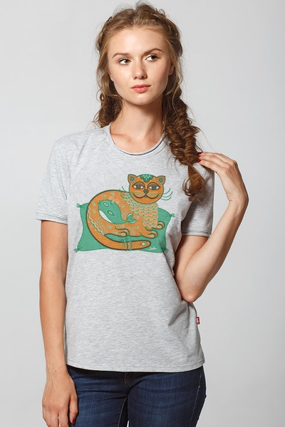 Women’s T-Shirt "Emerald Cat-Whale", White, S