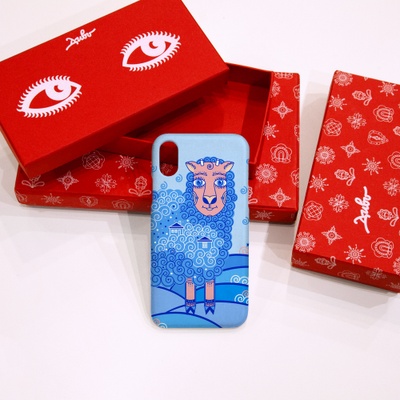 The phone case "Curly blue sheep", Silicon