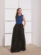 Черное длинное платье с синей вышивкой