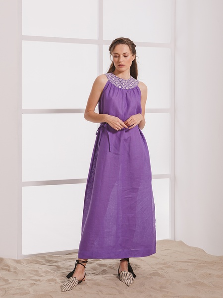 Purple dress with white pattern, S/M