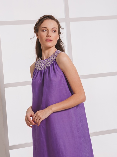 Purple dress with white pattern, S/M