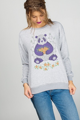 Woman's Sweatshirt "Panda with mandarins", S