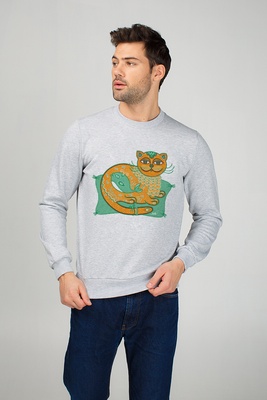 Men's sweatshirt "Emerald Cat-Whale"