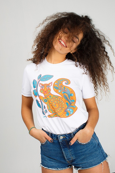 Women’s T-Shirt "The Squirrel and the oak leaf", White, S