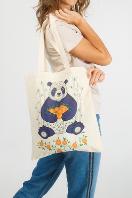 Eco bag with panda print
