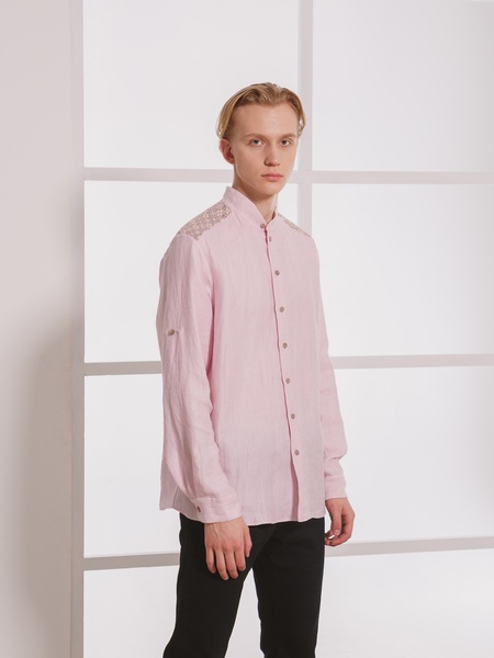 Розовая рубашка с вышивкой на спине, L/XL
