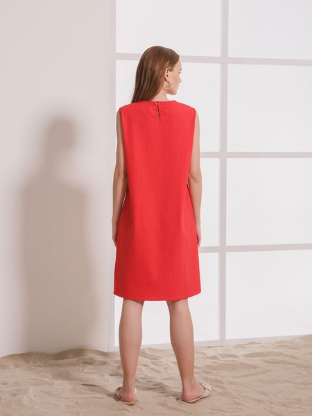 Червона сукня з білою вишивкою, S/M