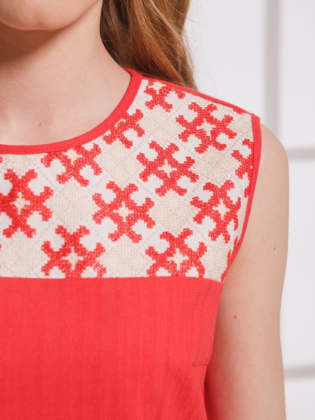 Red dress with white & red cross-stitching, S/M