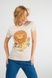 Beige women t-shirt with a Sunlion, S