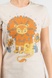 Бежевая футболка женская с львенком, S