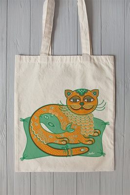 Eco bag "Emerald Cat-Whale"