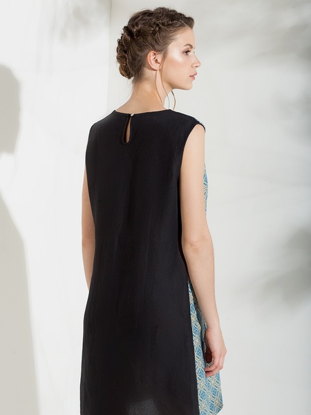 Black dress with light blue embroidery