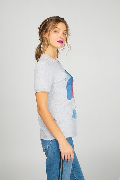 Grey women t-shirt with eagle, S