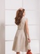 Beige linen dress with V neck, XS/S