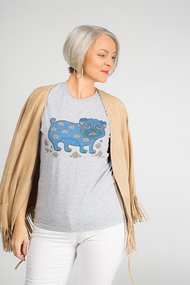 Сіра жіноча футболка з мопсом, S