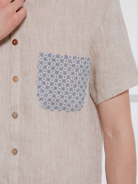 Linen short sleeve shirt, S/M