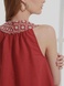 Бордовое платье с кремовой вышивкой, S/M