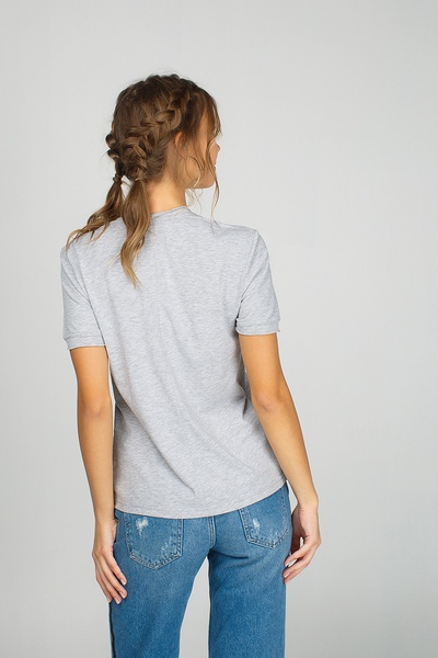 Сіра жіноча футболка з левеням, S