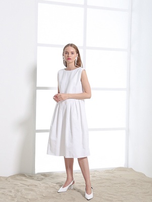 Белое платье миди, M/L