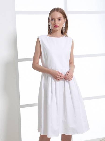 White midi dress, M/L