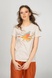 Beige woman t-shirt with sky storks, S