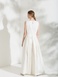 Long white dress with grey embroidery, S/M