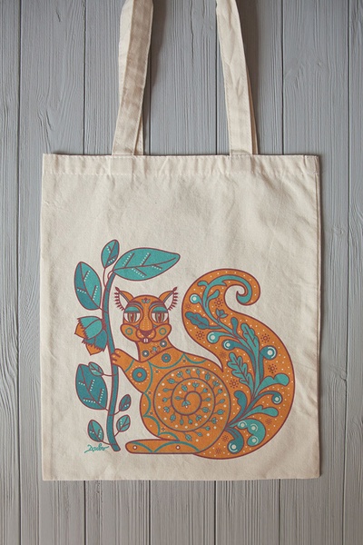 Eco bag "The squirrel and the oak leaf"
