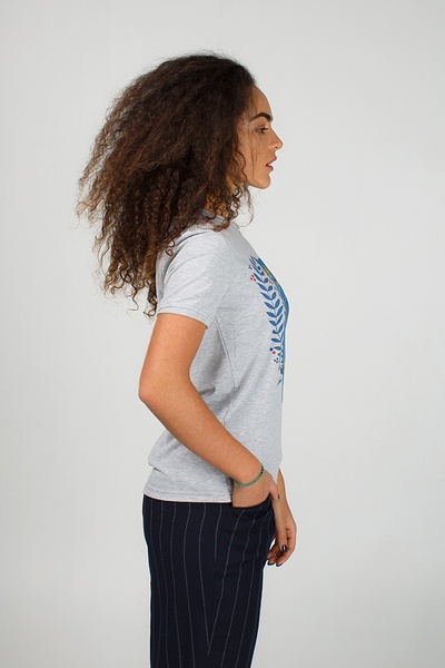 Сіра футболка жіноча з совою, S