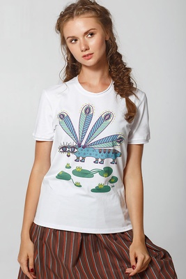 Women’s T-Shirt "The Violet Dragonfly", White, S