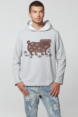 Men's Sweatshirt Hoodie "Apricot Pug", L