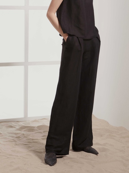 Long black linen pants, XS/S