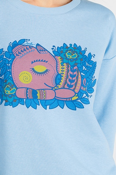 Blue sweatshirt with piggy print
